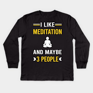 3 People Meditation Meditate Meditating Mindfulness Kids Long Sleeve T-Shirt